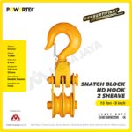 Snatch Block Powertec HD Double Sheave with Hook 15 Ton - 8" - Image 3