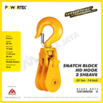Snatch Block Powertec HD Double Sheave with Hook 20 Ton - 14" - Image 2