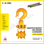 Snatch Block Powertec HD Double Sheave with Hook 4 Ton - 4 1/2" - Image 3
