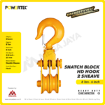 Snatch Block Powertec HD Double Sheave with Hook 8 Ton - 6" - Image 3