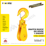 Snatch Block Powertec HD Single Sheave with Hook 4 Ton - 4 1/2" - Image 2