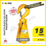 Snatch Block Powertec HD Single Sheave with Hook 15 Ton - 8"