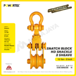 Snatch Block Powertec HD Double Sheave with Shackle 15 Ton - 8" - Gambar 3