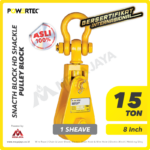 Snatch Block Powertec HD Single Sheave with Shackle 15 Ton - 8"