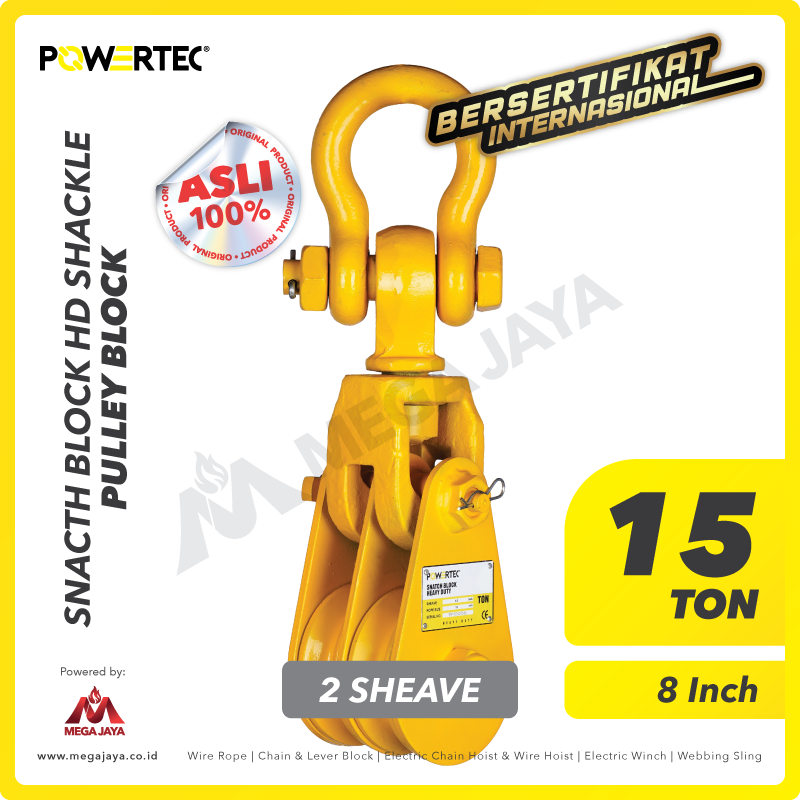 POWERTEC-Snatch-Block-HD-Shackle-2Sheave-15Ton-I.png Snatch Block Powertec HD Double Sheave with Shackle 15 Ton - 8" - Gambar 1