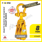 Snatch Block Powertec HD Double Sheave with Shackle 8 Ton - 6"
