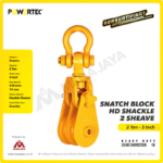Snatch Block Powertec HD Double Sheave with Shackle 2 Ton - 3" - Image 2