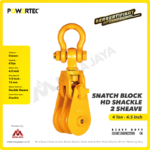 Snatch Block Powertec HD Double Sheave with Shackle 4 Ton - 4 1/2" - Image 2