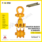 Snatch Block Powertec HD Double Sheave with Shackle 4 Ton - 4 1/2" - Image 3