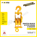 Snatch Block Powertec K-Type Double Sheave with Hook 1 Ton - 4" - Image 3