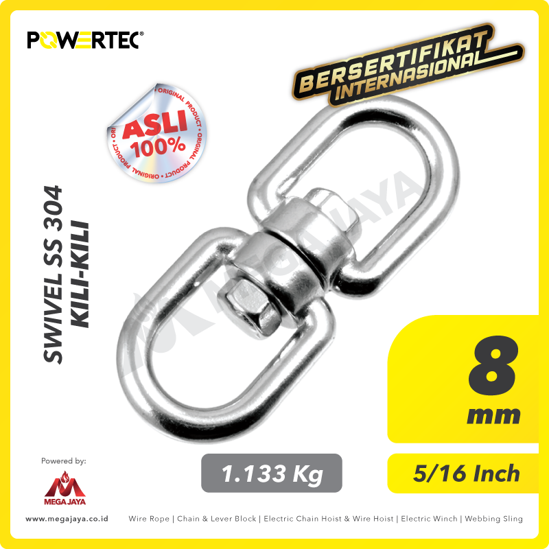 POWERTEC-Swilvel-SS-304-8mm-I.png Swivel Powertec SS 304 8Milimeter - 5/16" - Image 1