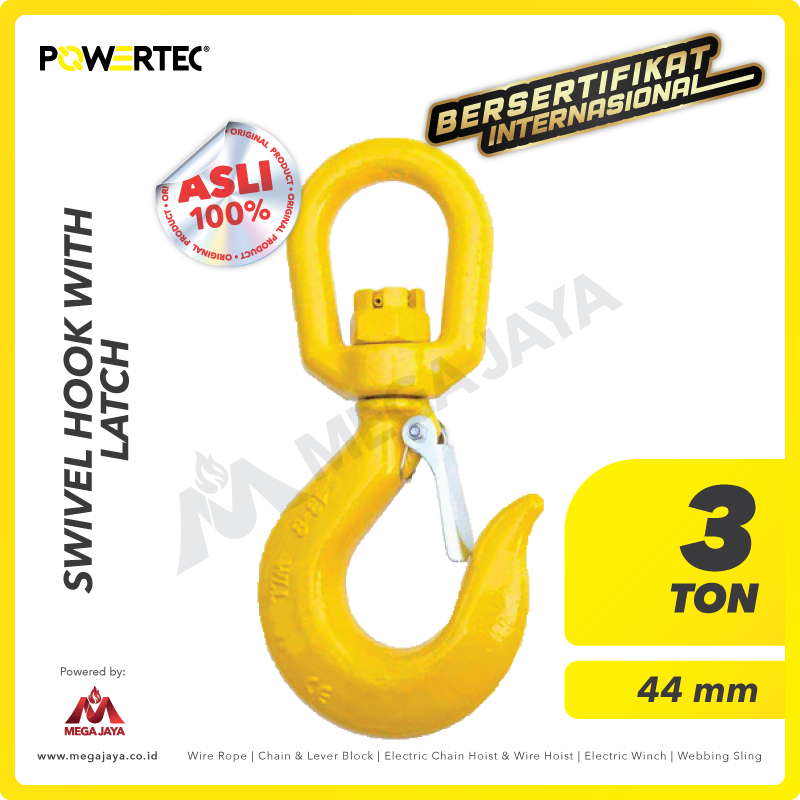 POWERTEC-Swivel-Hook-w-Latch-3-Ton-I.png Swivel Hook Powertec S-322 3 Ton - Image 1