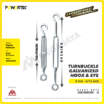 Turnbuckle Powertec Galv Hook & Eye 8Milimeter - 5/16" - Gambar 2