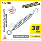 Turnbuckle Powertec Galv Hook & Eye 38Milimeter - 1 1/2"