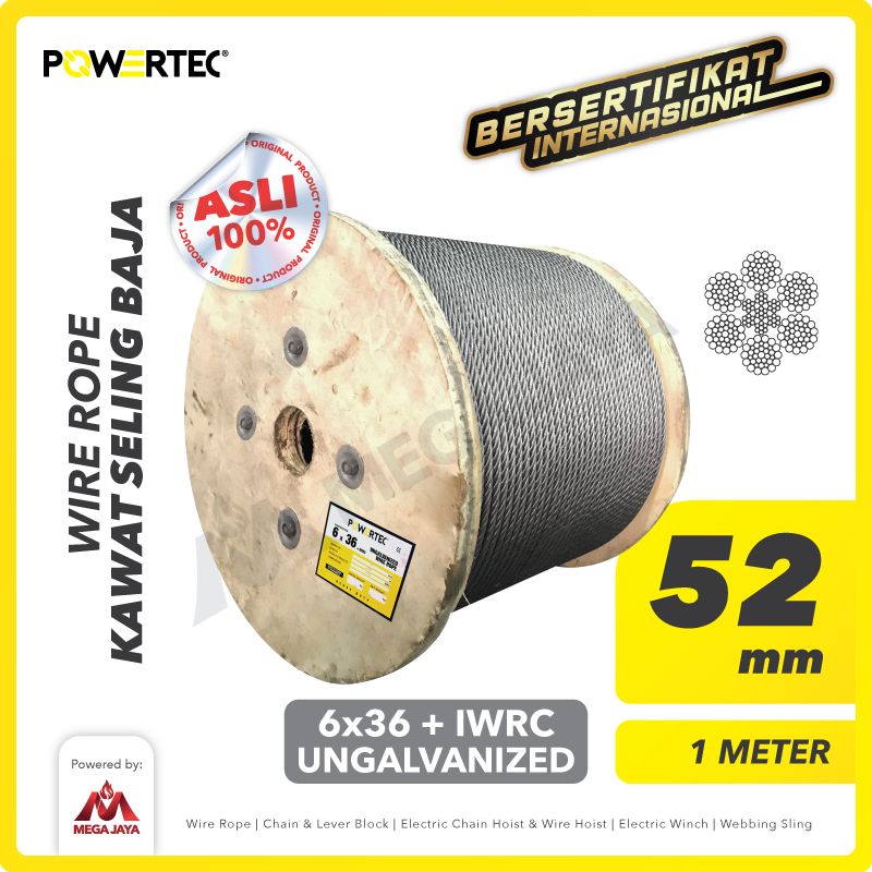 POWERTEC-WR-6x36-IWRC-52mm-x-1-Meter-I.png Wire Rope Powertec 6x36 + IWRC Ungalv 52Milimeter - Image 1