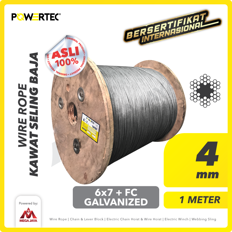 POWERTEC-WR-6x7-FC-4-mm-x-1-Meter-I.png Wire Rope Powertec 6x7 + FC Galv 4Milimeter - Image 1