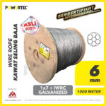 Wire Rope Powertec 1x7 Galv 6Milimeter @1000 Meter