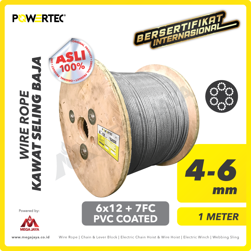 POWERTEC-Wire-Rope-6x12-7FC-PVC-Coated-4-6mm-x-1Meter-I.png Wire Rope Powertec 6x12 + 7FC PVC 4-6Milimeter - Image 1