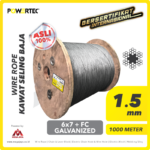 Wire Rope Powertec 6x7 + FC Galv 1,5Milimeter @1000 Meter