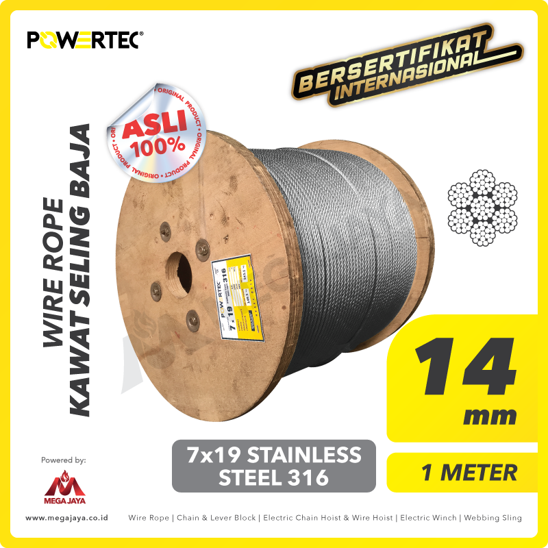 POWERTEC-Wire-Rope-7-x-19-SS-316-14mm-x-1Meter-I.png Wire Rope Powertec 7x19 SS 316 14Milimeter - Image 1