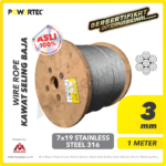 Wire Rope Powertec 7x19 SS 316 3Milimeter