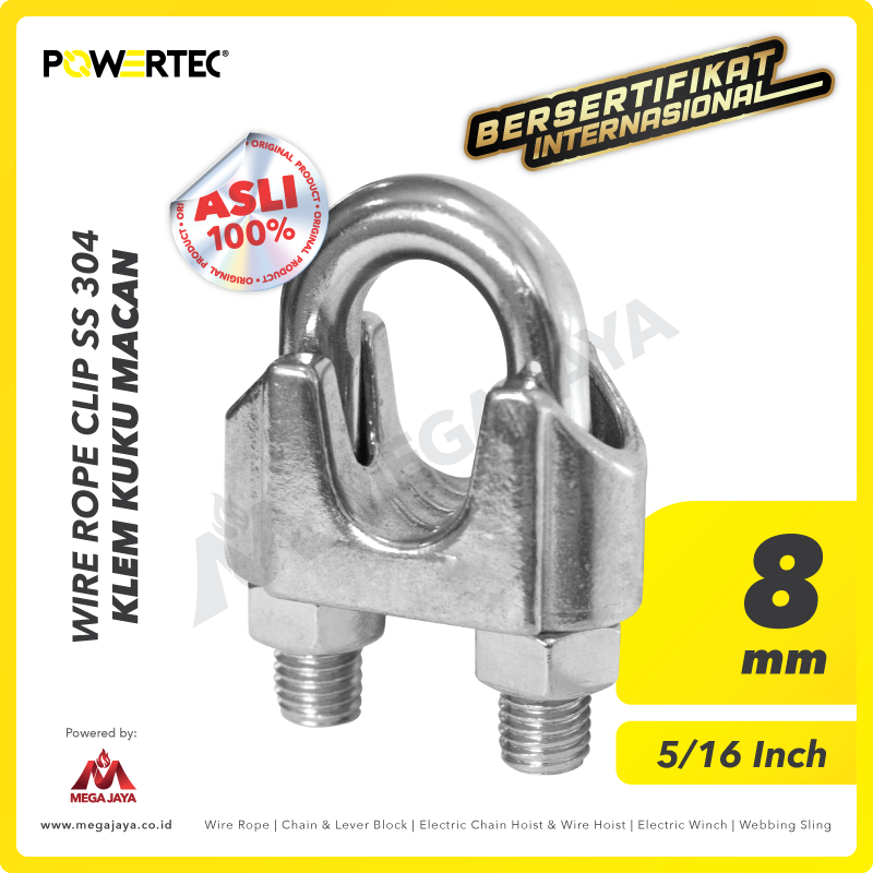 POWERTEC-Wire-Rope-Clip-SS-304-8mm-I.png Wire Rope Clip Powertec SS 304 8Milimeter - Image 1