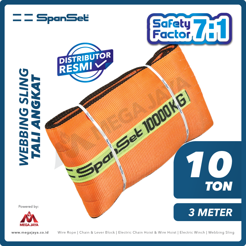 SPANSET-Webbing-Sling-10Ton-x-3Meter-I.png Web Sling Spanset (7:1) 2Ply 10 Ton X 3 Meter (Orange) - Gambar 1