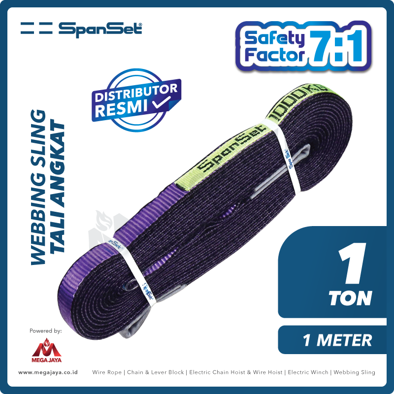 SPANSET-Webbing-Sling-1Ton-x-1Meter-I.png Web Sling Spanset (7:1) 2Ply 1 Ton X 1 Meter (Ungu) - Image 1