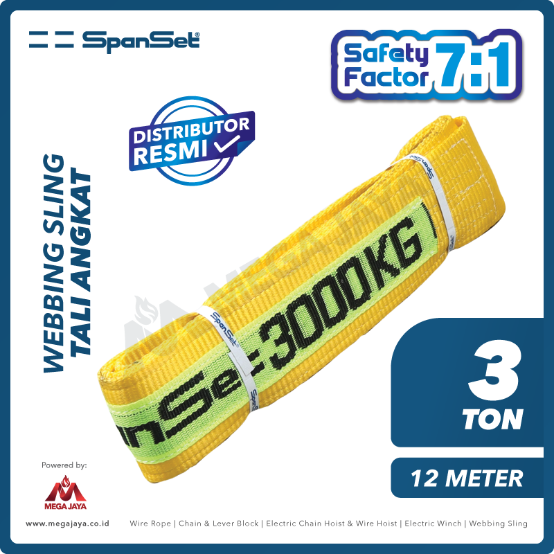SPANSET-Webbing-Sling-3Ton-x-12Meter-I.png Web Sling Spanset (7:1) 2Ply 3 Ton X 12 Meter (Kuning) - Gambar 1