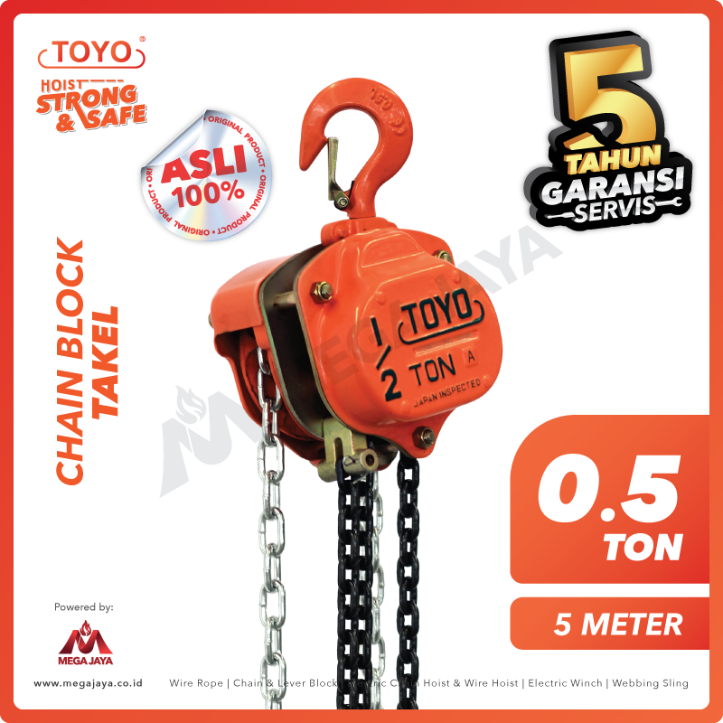 TOYO-Chain-Block-0.5Ton-x-5Meter-I.png Chain Block Toyo 0,5 Ton x 5 Meter (5Milimeter) - Gambar 1