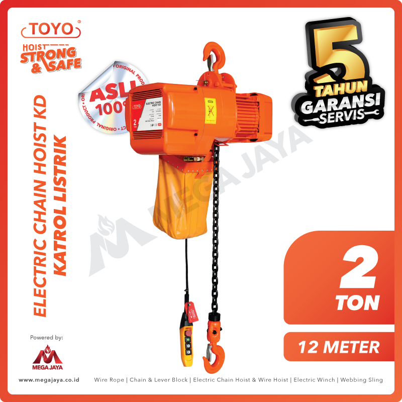 TOYO-Electric-Chain-Hoist-KD-2Ton-x-12Meter-I.png Electric Chain Hoist 3F Toyo KD2-01 2 Ton x 12 Meter (10Milimeter) - Gambar 1