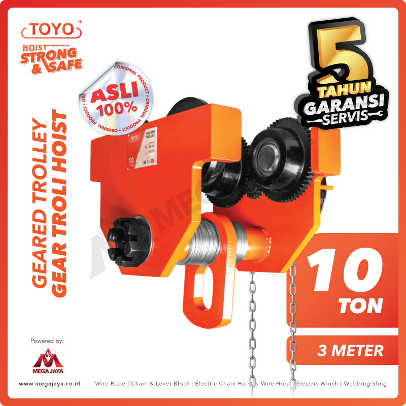 TOYO-Geared-Trolley-10Ton-x-3Meter-I.png Geared Trolley Toyo GCL 10 Ton x 3 Meter (New) - Image 1