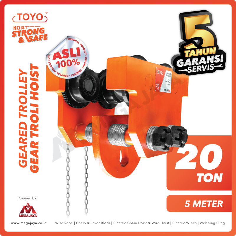 TOYO-Geared-Trolley-20Ton-x-5Meter-I.png Geared Trolley Toyo GCL 20 Ton x 5 Meter (New) - Image 1