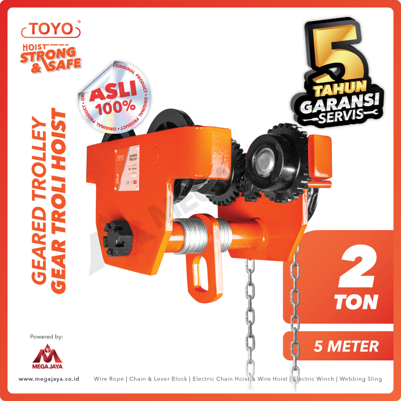 TOYO-Geared-Trolley-2Ton-x-5Meter-I.png Geared Trolley Toyo GCL 2 Ton x 5 Meter (New) - Image 1