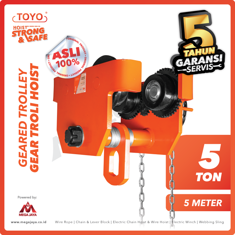 TOYO-Geared-Trolley-5Ton-x-5Meter-I.png Geared Trolley Toyo GCL 5 Ton x 5 Meter (New) - Image 1