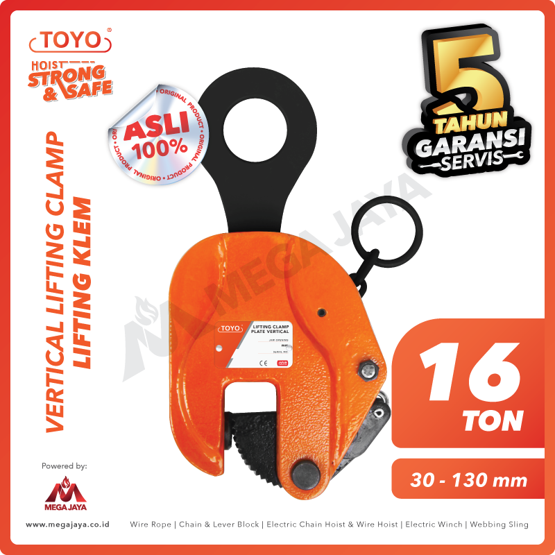 TOYO-Lifting-Clamp-Plate-Vertical-TOYO-16Ton-I.png Lifting Clamp Plate Vertical Toyo CDH 16 Ton : 30-130Milimeter - Image 1