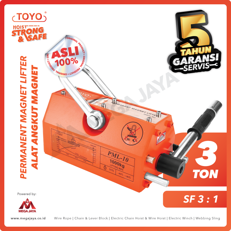 TOYO-Pemanent-Magnet-Lifter-3Ton.png Permanent Magnet Lifter Toyo PML-C (3:1) 3 Ton - Gambar 1