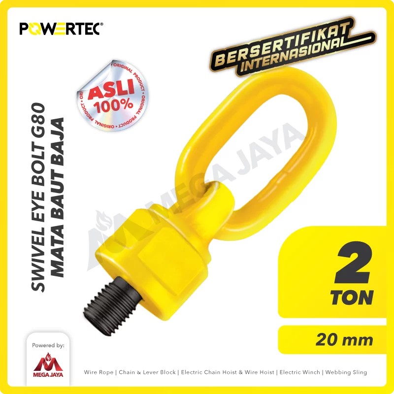 POWERTEC Swivel Eye Bolt / Mata Baut M20 - 2 Ton - Gambar 1