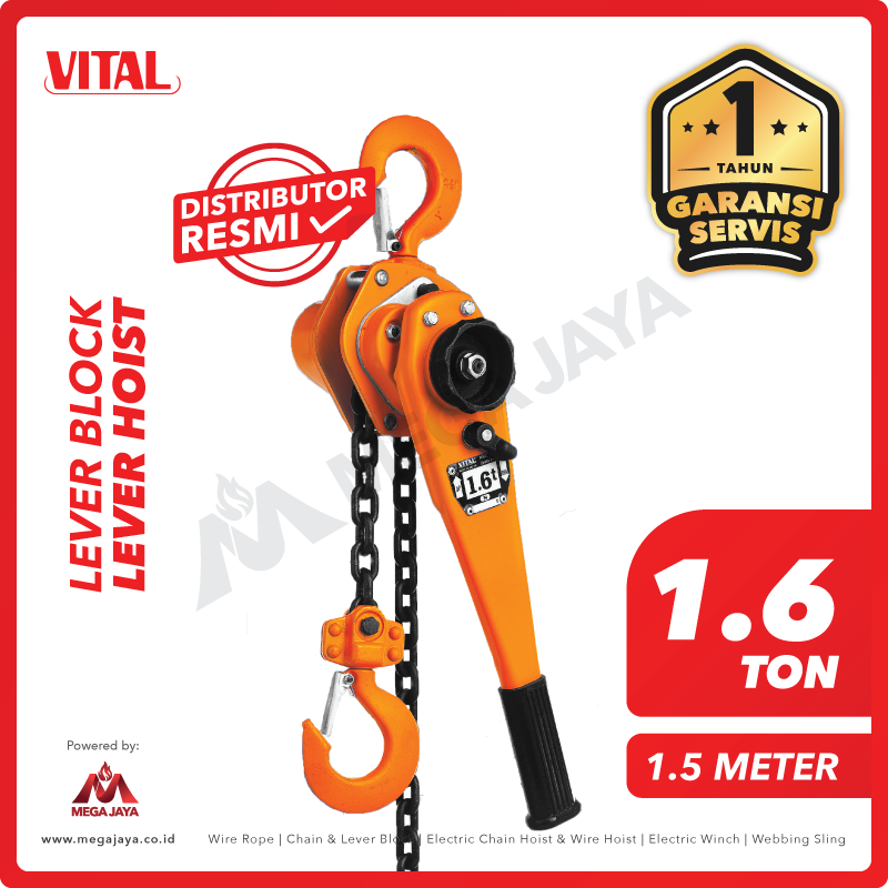 VITAL-Lever-Block-1.6Ton-x-1.5Meter-I.png Lever Block Vital JPN 1,6 Ton x 1,5 Meter - Image 1