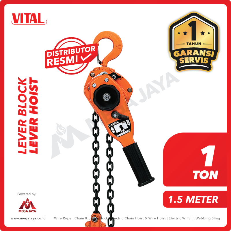VITAL-Lever-Block-1Ton-x-1.5Meter-I.png Lever Block Vital JPN 1 Ton x 1,5 Meter - Gambar 1