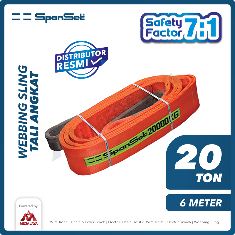 Webbing-Sling-SPANSET-20-Ton-x-6Meter-I-1.png Web Sling Spanset (7:1) 4Ply 20 Ton X 6 Meter (Orange) - Image 1