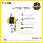 Baby Winch 1F Merek Powertec HXS-150 Kg x 20 Meter - Gambar 4