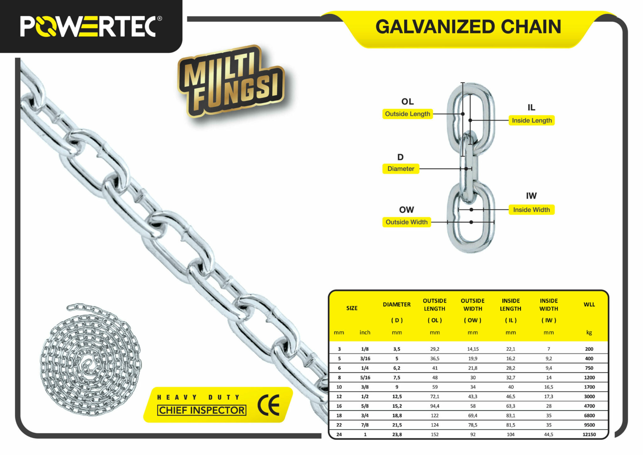 jual galv chain powertec