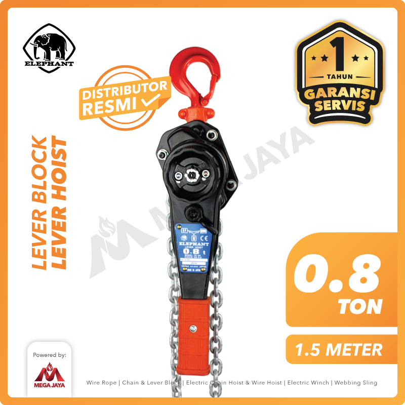 ELEPHANT-Lever-Block-0.8Ton-x-1.5Meter-I Lever Block Elephant 0,8 Ton x 1,5 Meter - Image 1