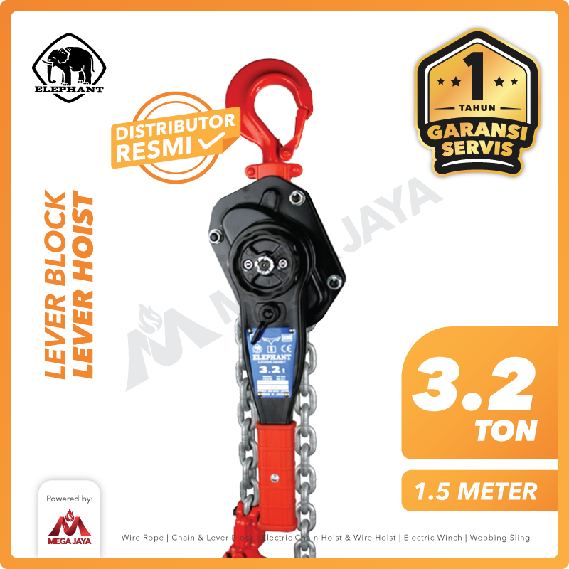 ELEPHANT-Lever-Block-3.2Ton-x-1.5Meter-I Lever Block Elephant 3,2 Ton x 1,5 Meter - Image 1