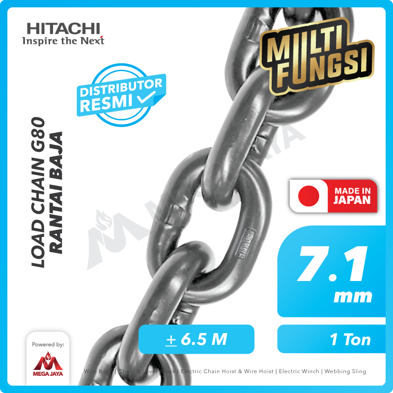 HITACHI-Load-Chain-G80-7.1mm-I Load Chain Hitachi JPN 7,1Milimeter x 20Milimeter @6.5 Meter - Gambar 1