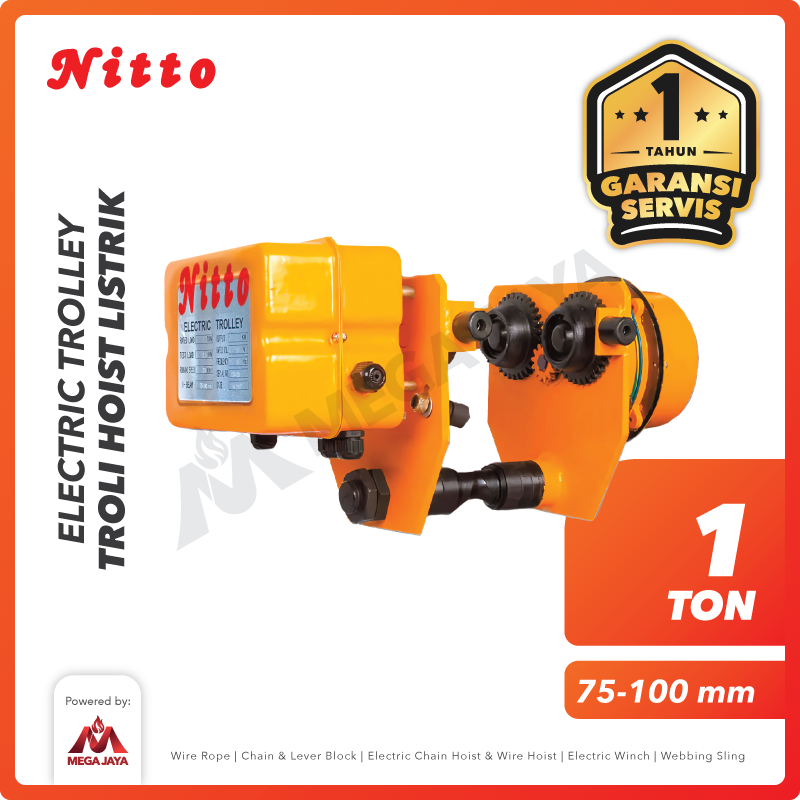 Nitto-Electric-Trolley-1Ton-I Electric Trolley 3F Nitto 1 Ton I beam 75-100Milimeter - Gambar 1