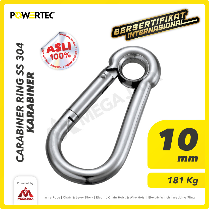 POWERTEC-Carabiner-Ring-SS-304-10mm Carabiner Powertec Ring SS 304 10Milimeter - Image 1