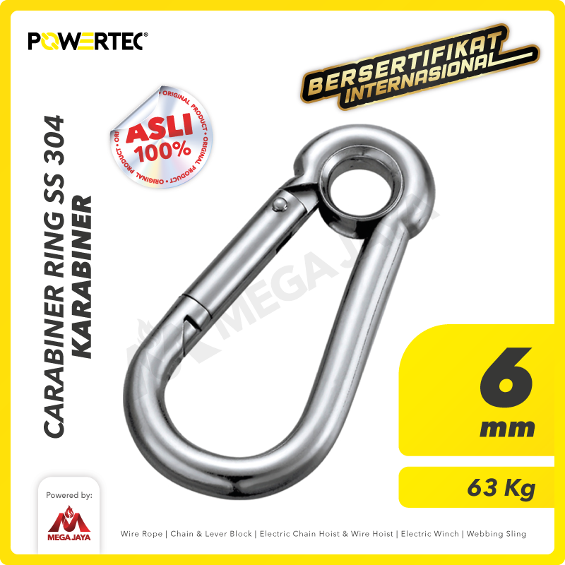 POWERTEC-Carabiner-Ring-SS-304-6mm-I Carabiner Powertec Ring SS 304 6Milimeter - Image 1