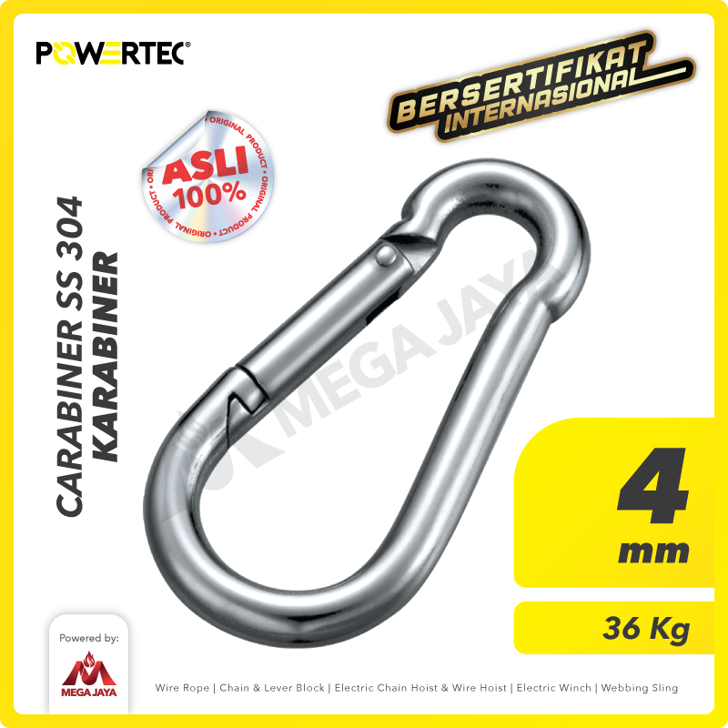 POWERTEC-Carabiner-SS-304-4mm-I Carabiner Powertec SS 304 4Milimeter - Image 1